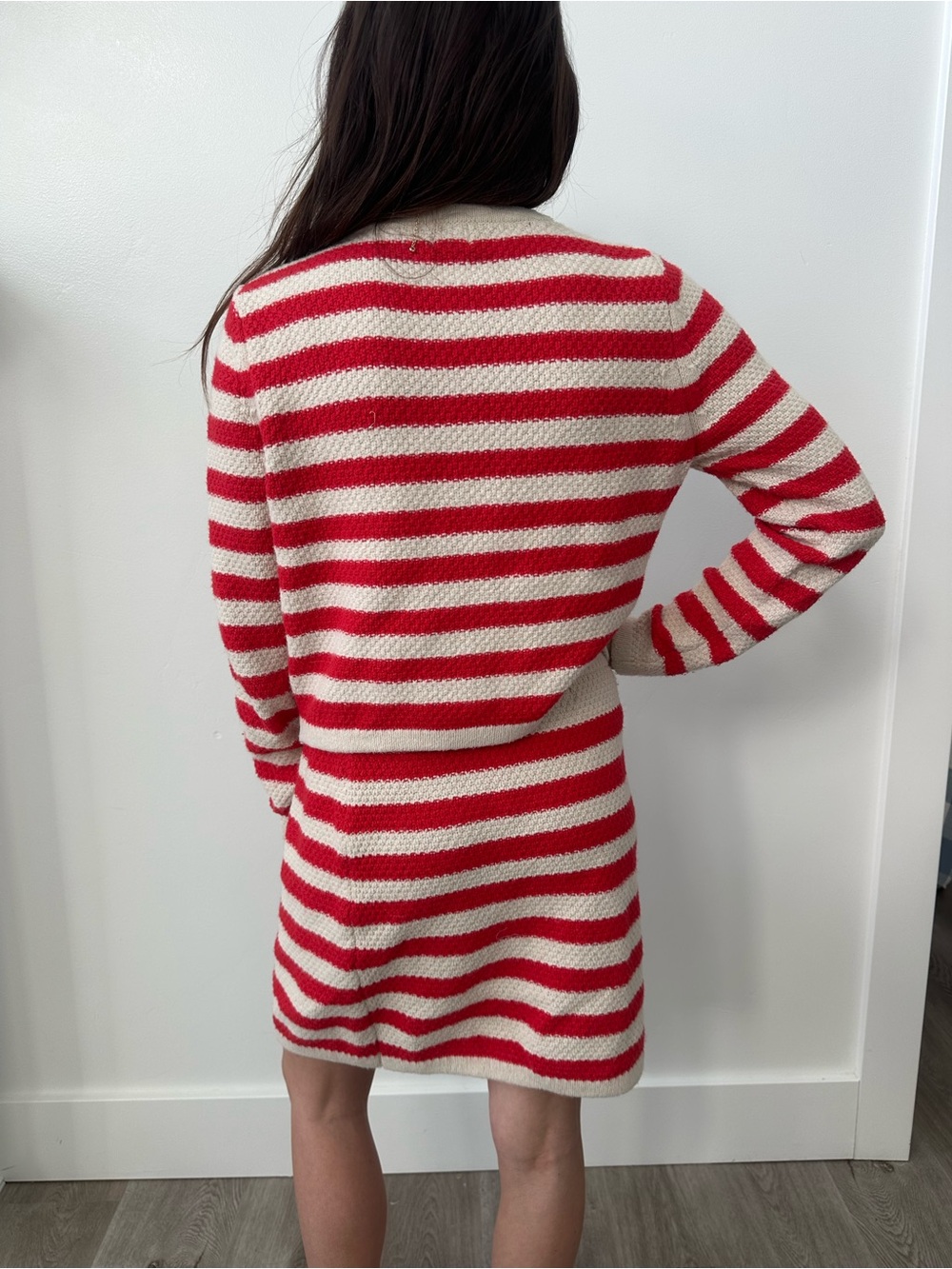 a new day Red and Cream Striped Knit Cardigan 2 piece set - Picture 5 of 6